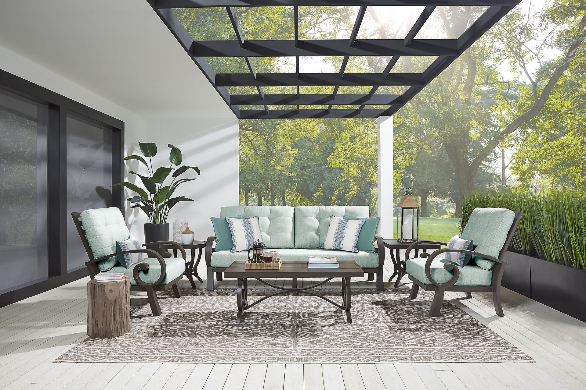 Bermuda Bay Aged Bronze Outdoor Sofa with Mist Cushions - Image 2