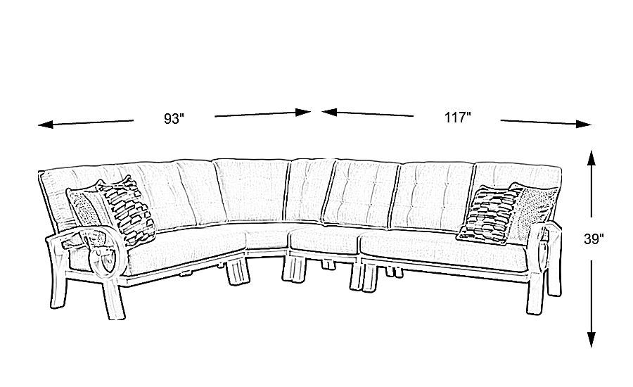 Bermuda Bay Aged Bronze Outdoor 4 Pc Sectional with Seafoam Cushions Rooms To Go