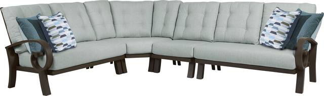 Bermuda Bay Aged Bronze Outdoor 4 Pc Sectional with Seafoam Cushions - Thumbnail - Image 1