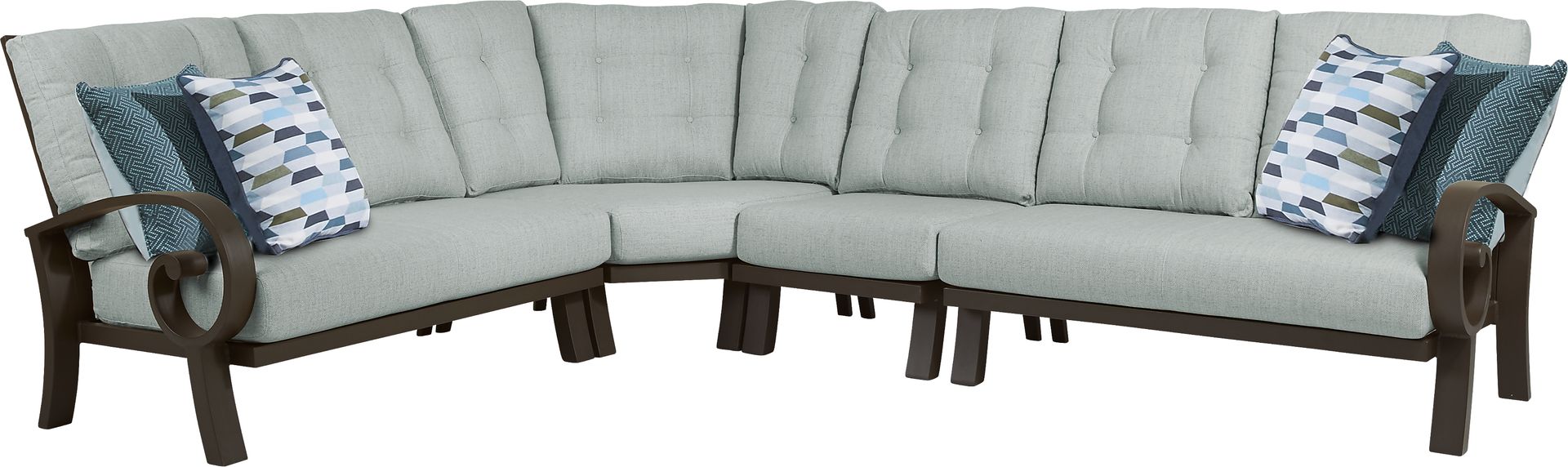 Bermuda Bay Aged Bronze Outdoor 4 Pc Sectional with Seafoam Cushions - Image 1