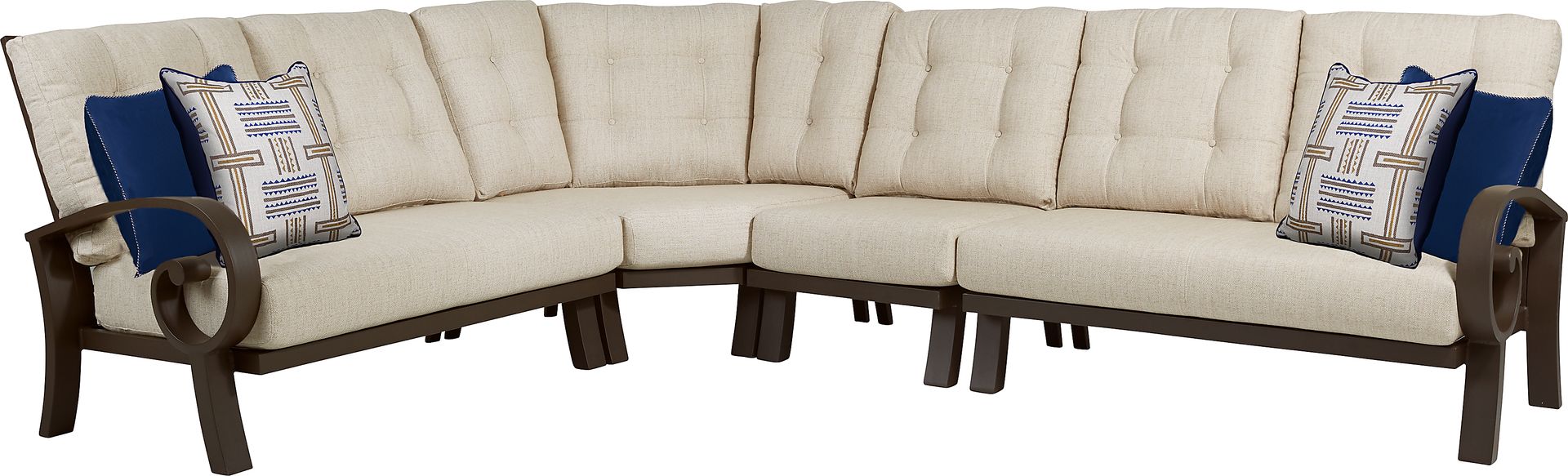 Bermuda Bay Aged Bronze Outdoor 4 Pc Sectional with Wren Cushions - Image 1