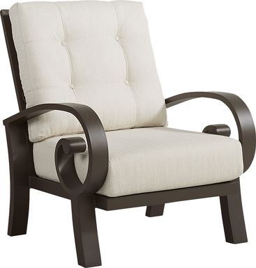 Bermuda Bay Aged Bronze Outdoor Club Chair with Parchment Cushions