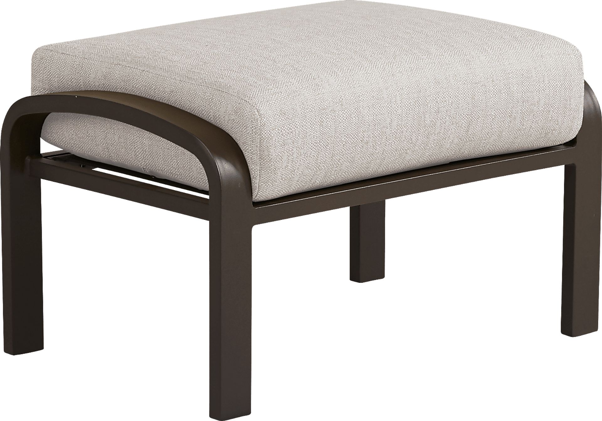Bermuda Bay Aged Bronze Outdoor Ottoman with Rollo Linen Cushion - Image 1
