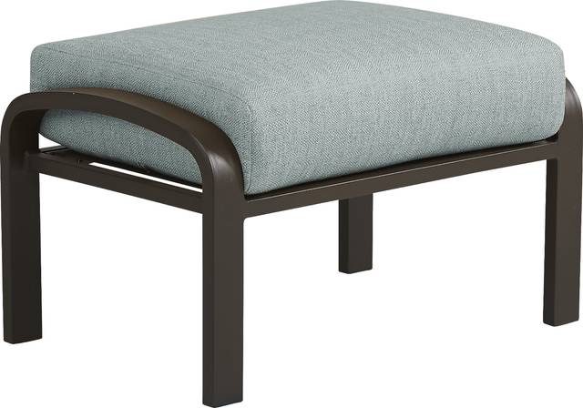 Bermuda Bay Aged Bronze Outdoor Ottoman with Mist Cushion - Thumbnail - Image 1