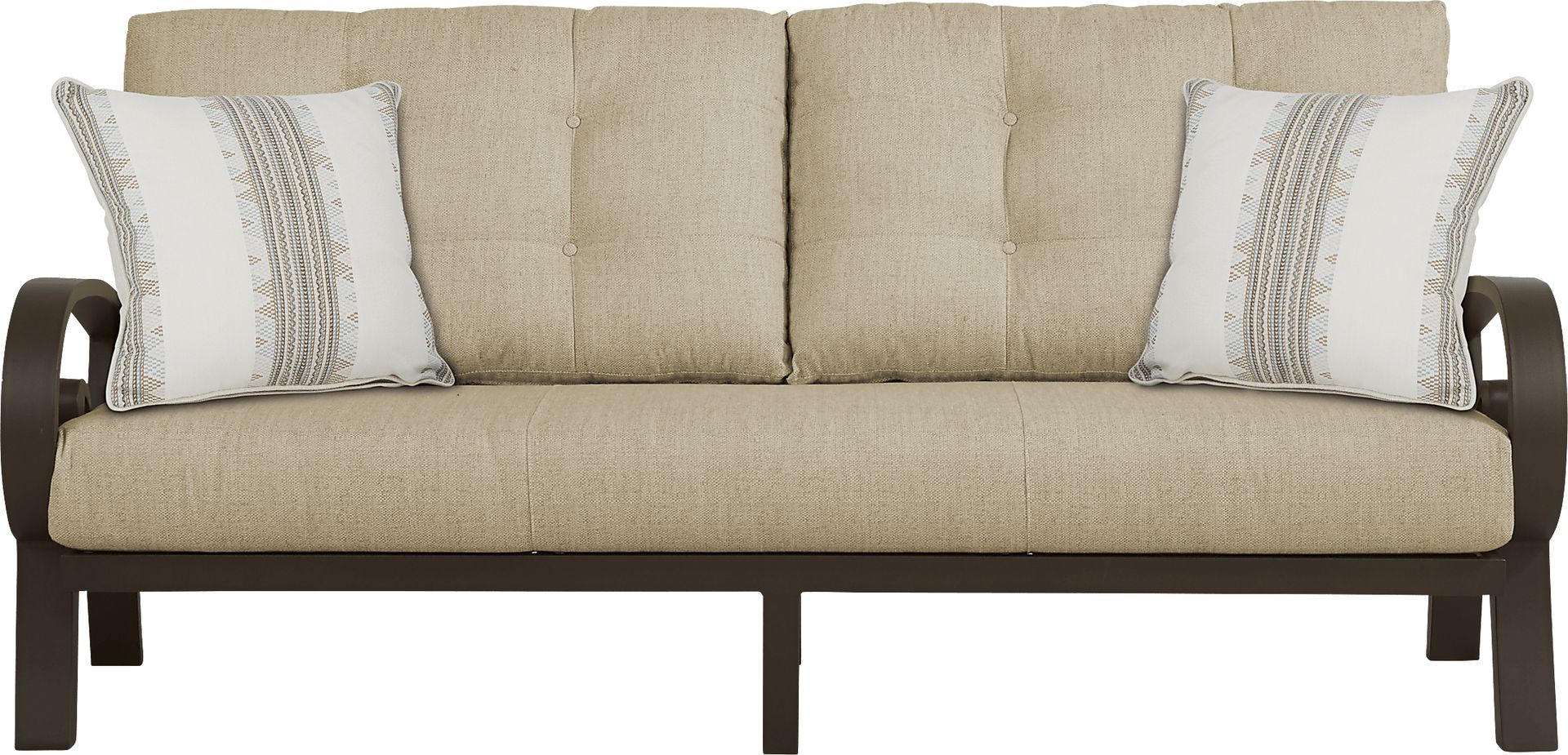 Bermuda Bay Aged Bronze Outdoor Sofa with Wren Cushions - Image 1