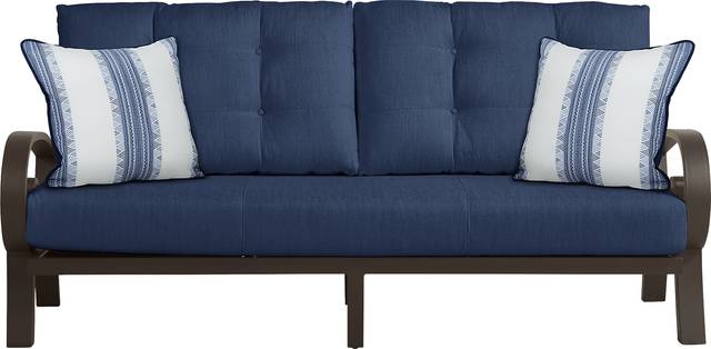 Bermuda Bay Aged Bronze Outdoor Sofa with Ink Cushions - Thumbnail - Image 1