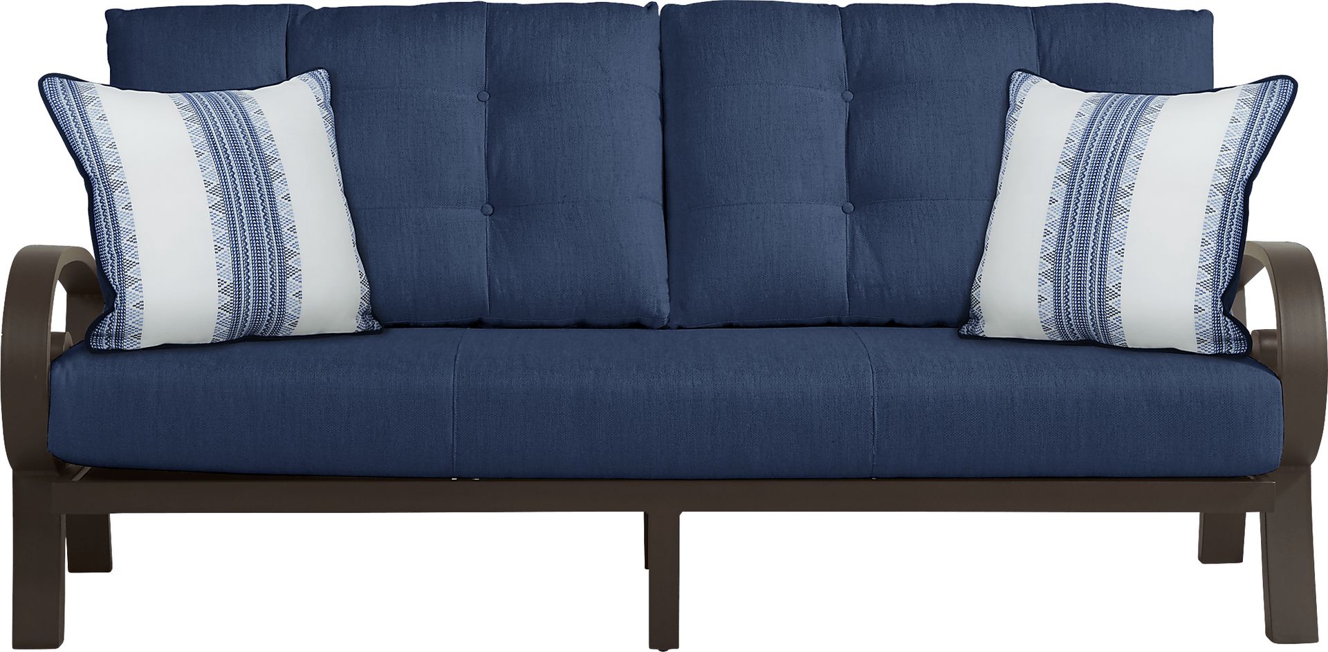 Bermuda Bay Aged Bronze Outdoor Sofa with Ink Cushions - Image 1