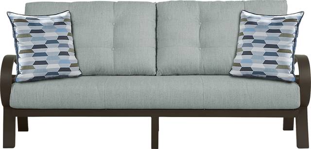 Bermuda Bay Aged Bronze Outdoor Sofa with Seafoam Cushions - Thumbnail - Image 2