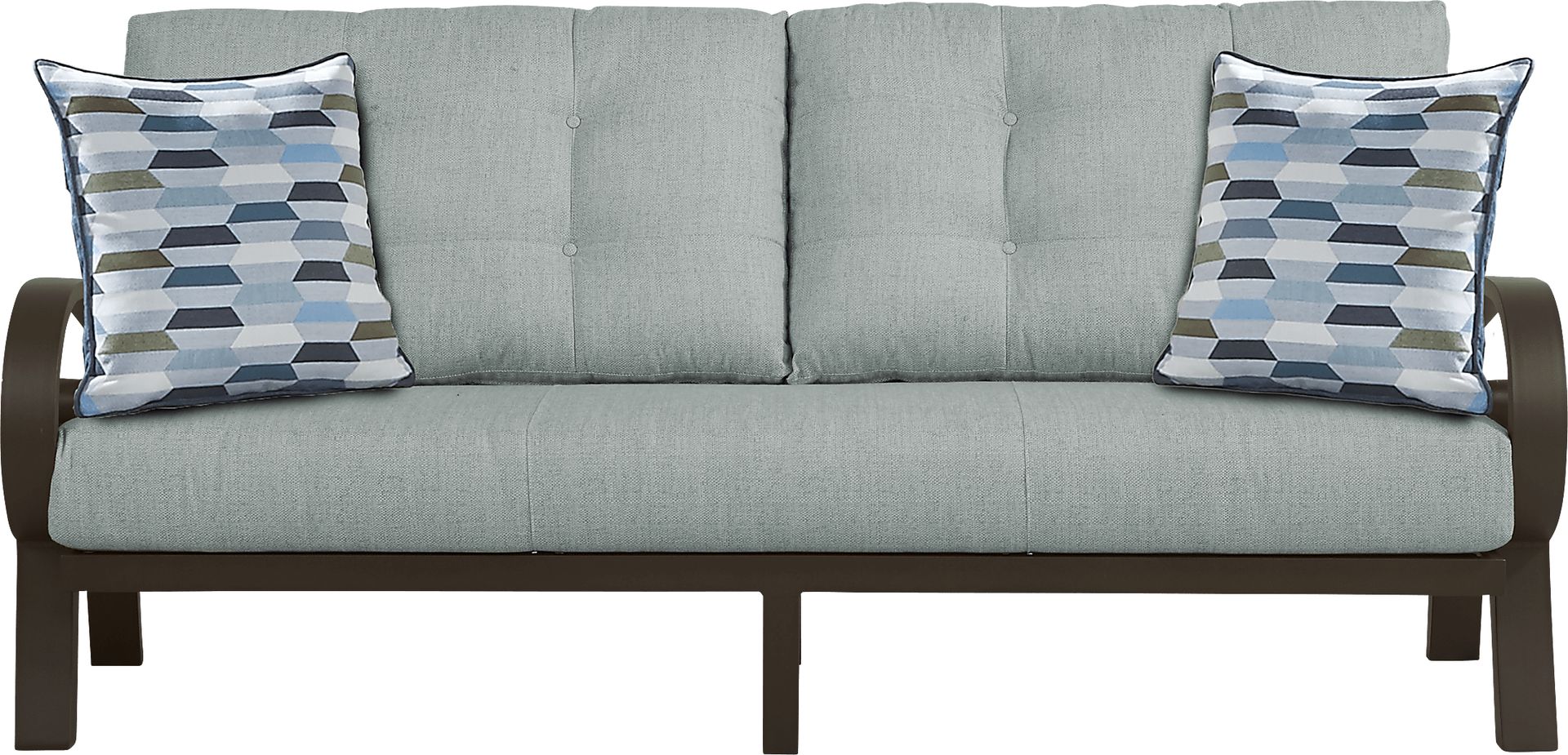 Bermuda Bay Aged Bronze Outdoor Sofa with Seafoam Cushions - Image 2