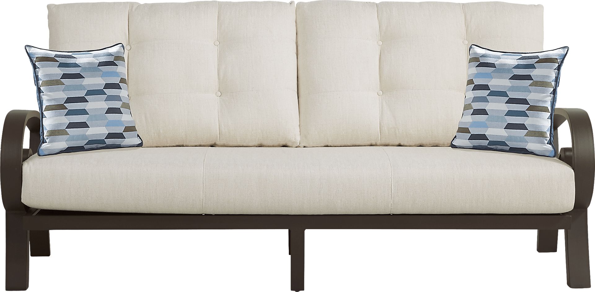 Bermuda Bay Aged Bronze Outdoor Sofa with Parchment Cushions - Image 2