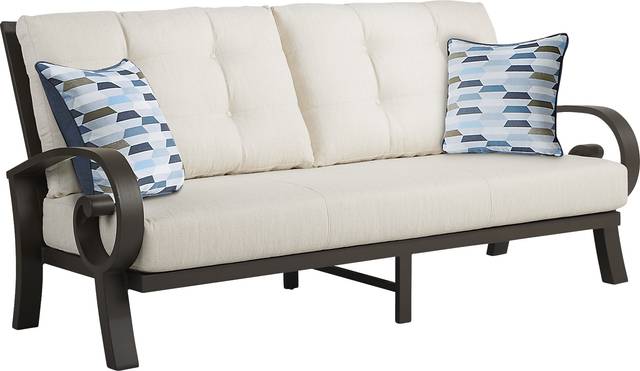 Bermuda Bay Aged Bronze Outdoor Sofa with Parchment Cushions - Thumbnail - Image 1