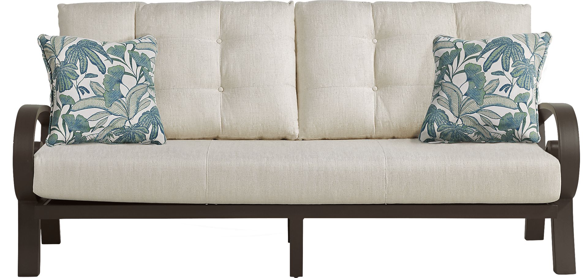 Bermuda Bay Aged Bronze Outdoor Sofa with Parchment Cushions - Image 1