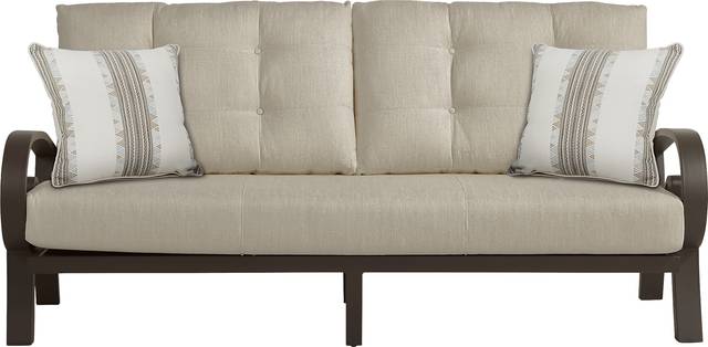 Bermuda Bay Aged Bronze Outdoor Sofa with Pebble Cushions - Thumbnail - Image 1
