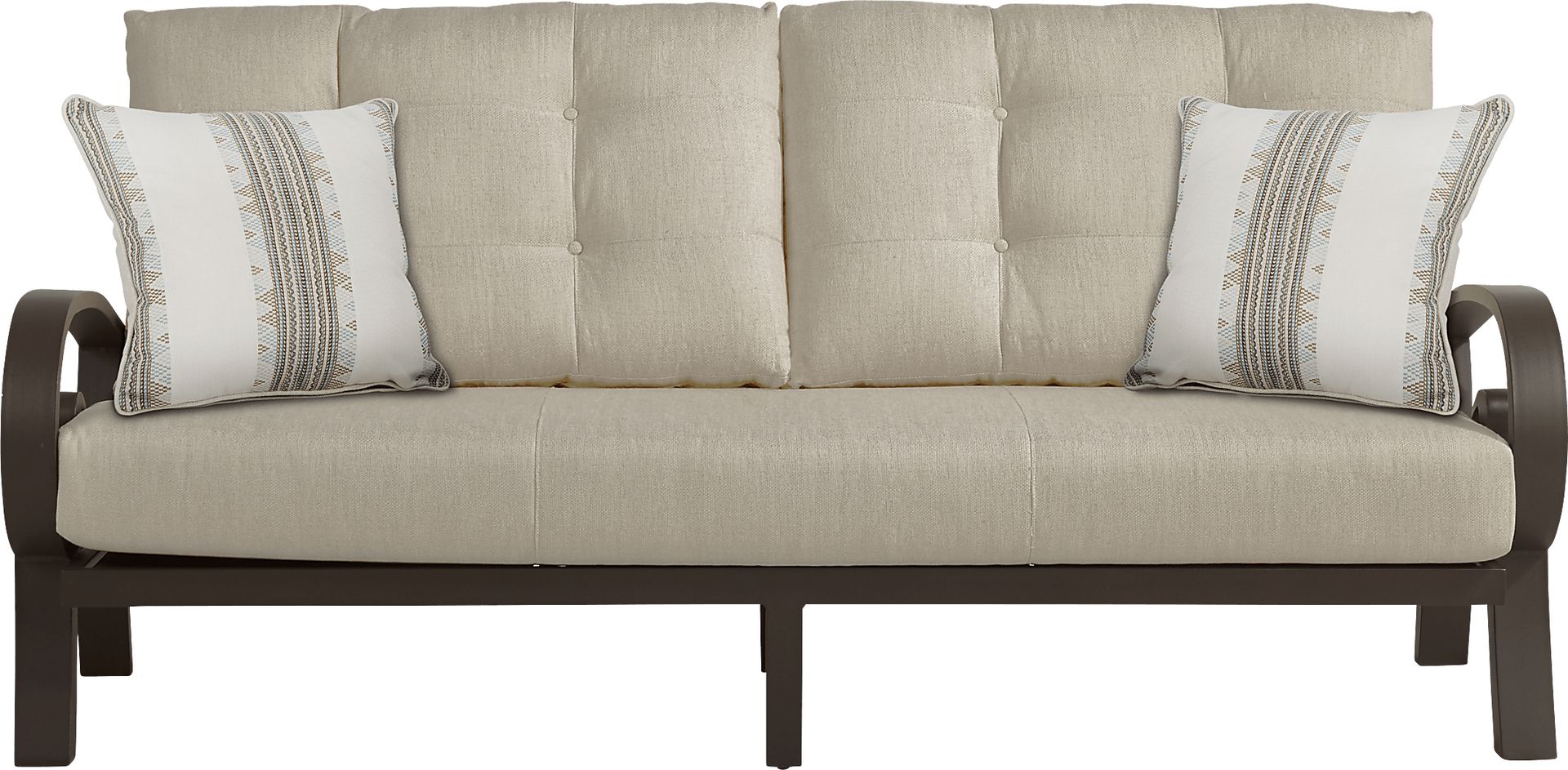 Bermuda Bay Aged Bronze Outdoor Sofa with Pebble Cushions - Image 1