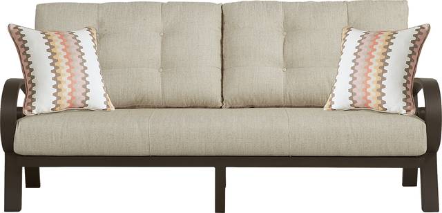 Bermuda Bay Aged Bronze Outdoor Sofa with Wren Cushions - Thumbnail - Image 1