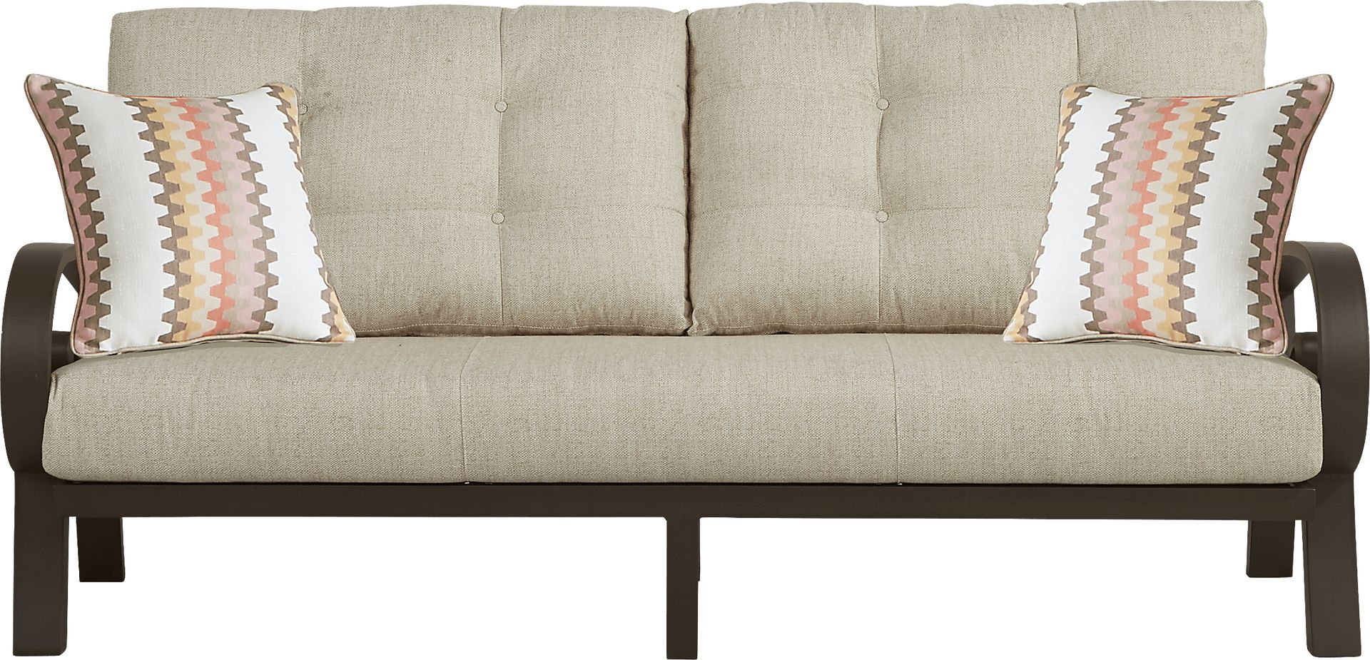 Bermuda Bay Aged Bronze Outdoor Sofa with Wren Cushions - Image 1