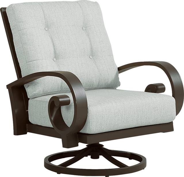 Bermuda Bay Aged Bronze Outdoor Swivel Chair with Rollo Mist Cushions - Thumbnail - Image 1