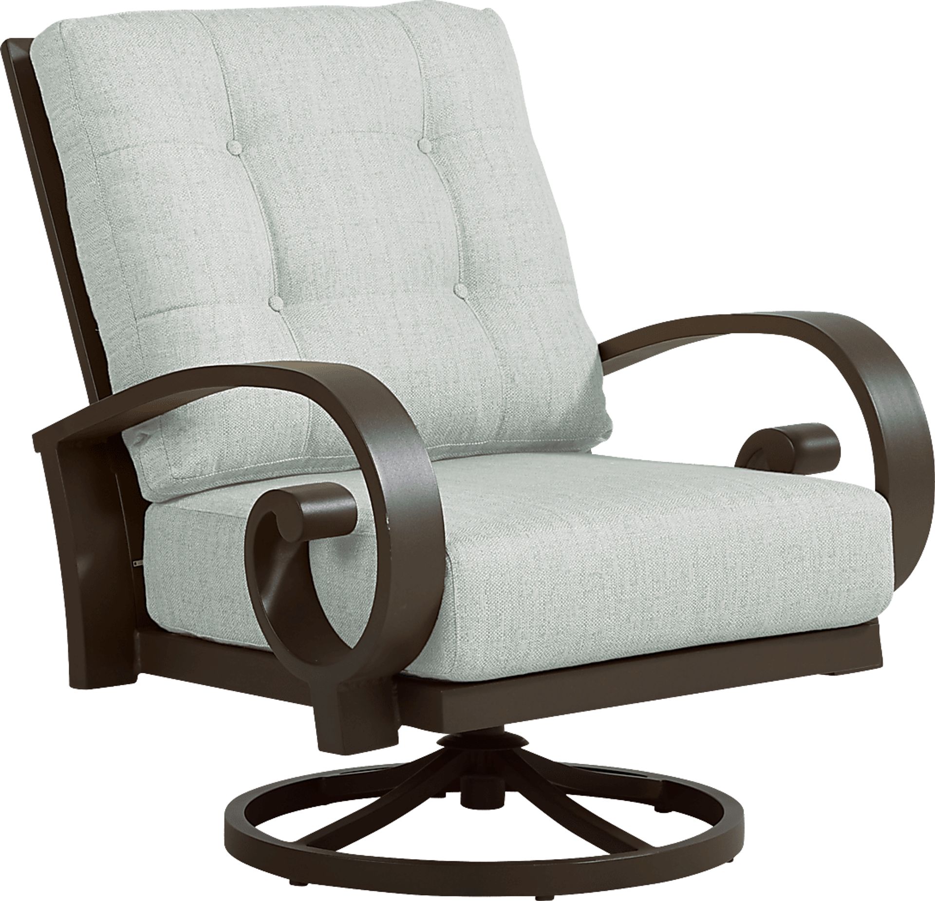 Bermuda Bay Aged Bronze Outdoor Swivel Chair with Rollo Mist Cushions - Image 1