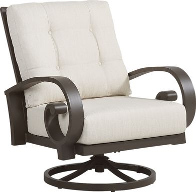 Bermuda Bay Aged Bronze Outdoor Swivel Club Chair with Parchment Cushions