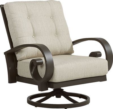 Bermuda Bay Aged Bronze Outdoor Swivel Club Chair with Wren Cushions