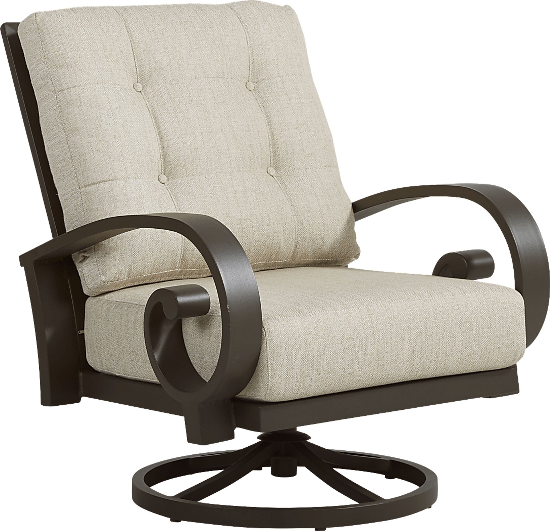 Bermuda Bay Aged Bronze Outdoor Swivel Club Chair with Wren Cushions - Image 1
