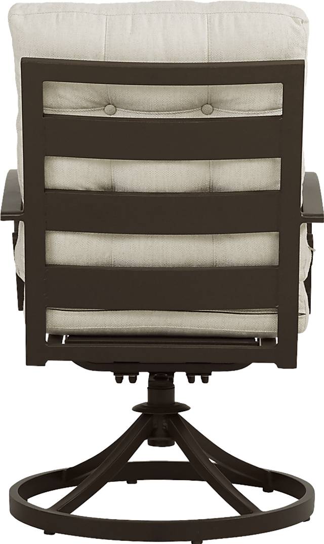 Bermuda Bay Aged Bronze Outdoor Swivel Dining Chair with Parchment Cushions - Thumbnail - Image 2