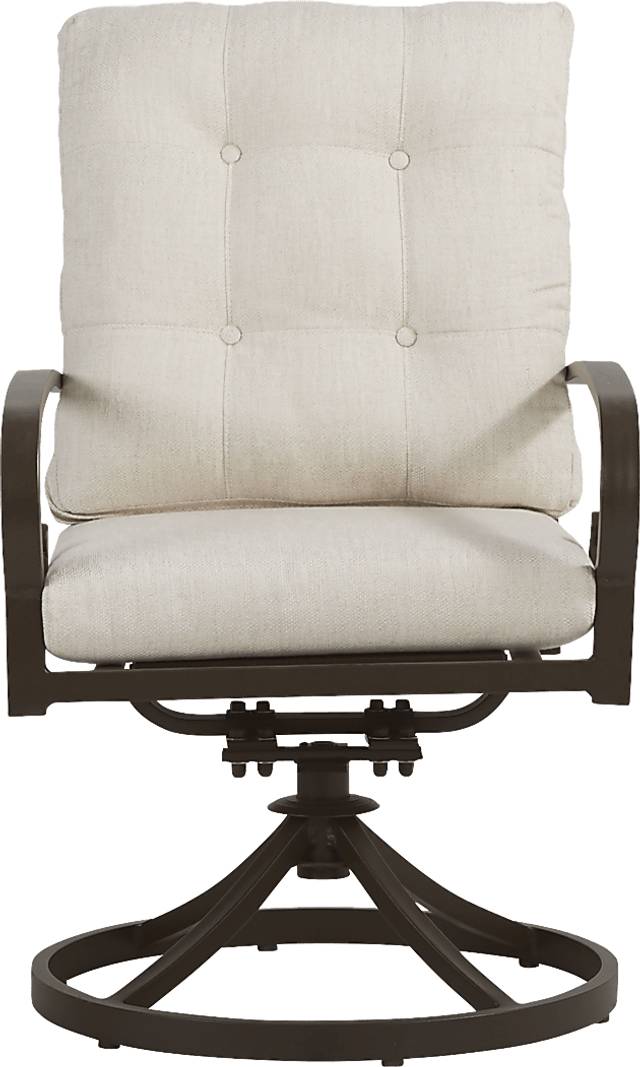 Bermuda Bay Aged Bronze Outdoor Swivel Dining Chair with Parchment Cushions - Thumbnail - Image 3