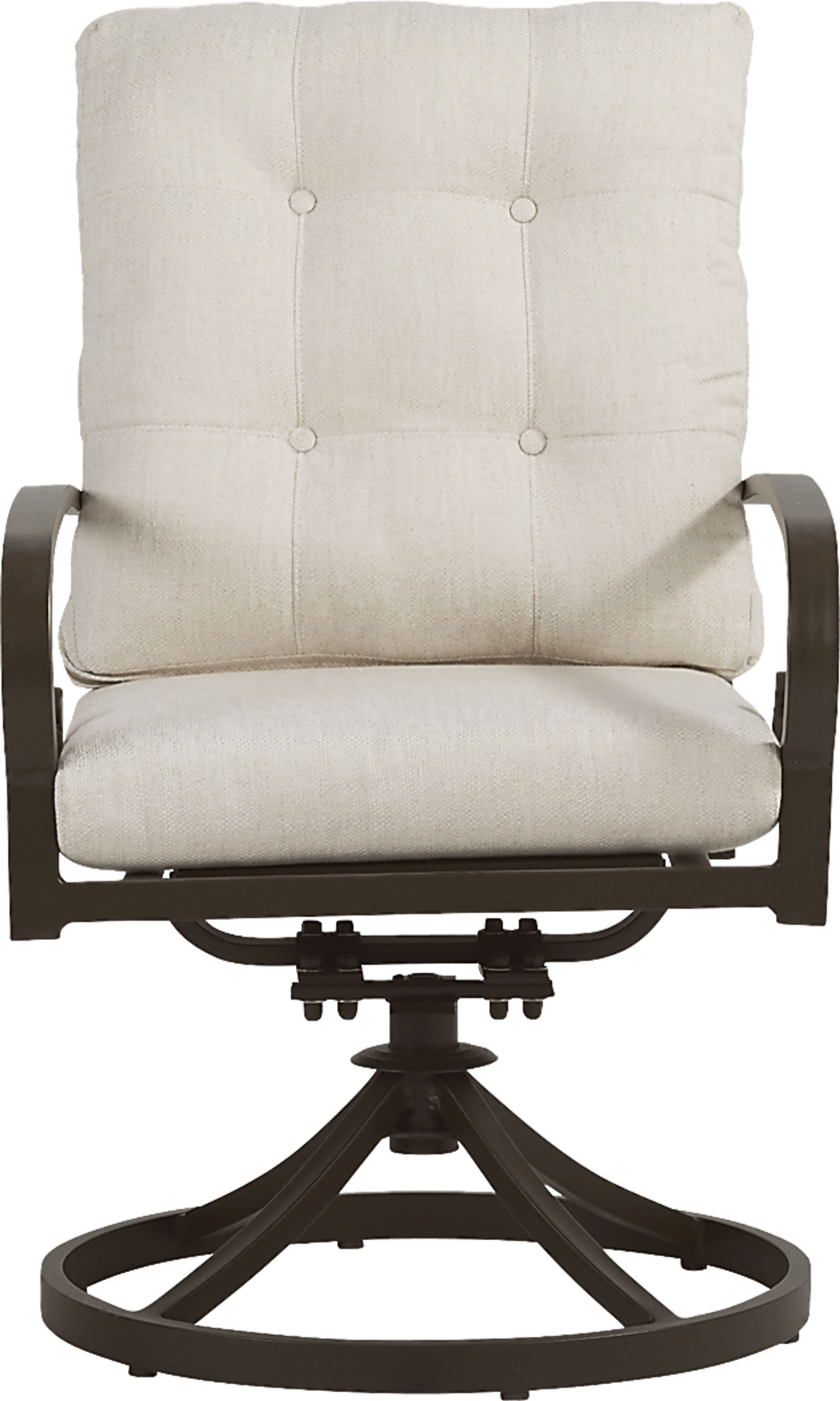 Bermuda Bay Aged Bronze Outdoor Swivel Dining Chair with Parchment Cushions - Image 3