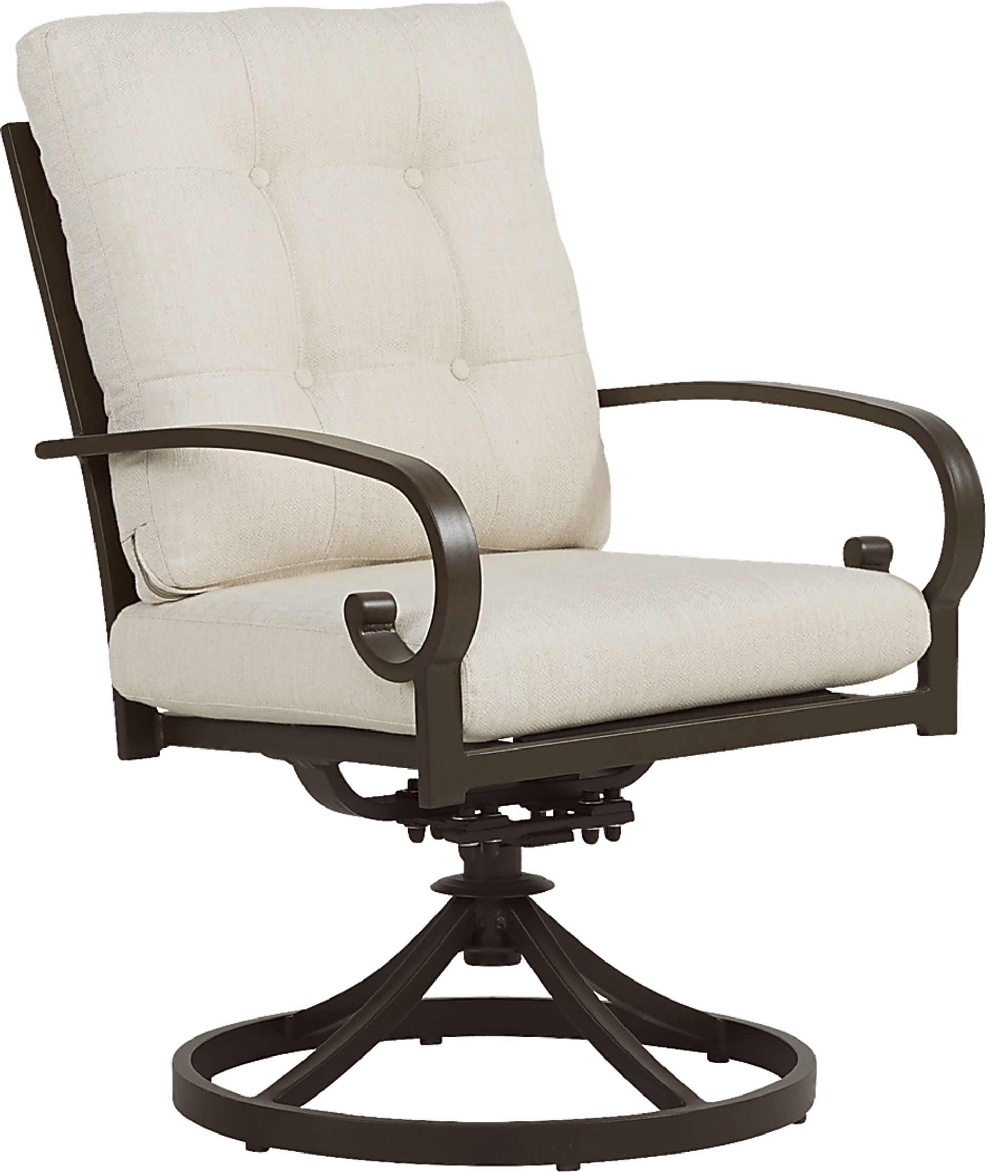Bermuda Bay Aged Bronze Outdoor Swivel Dining Chair with Parchment Cushions - Image 1