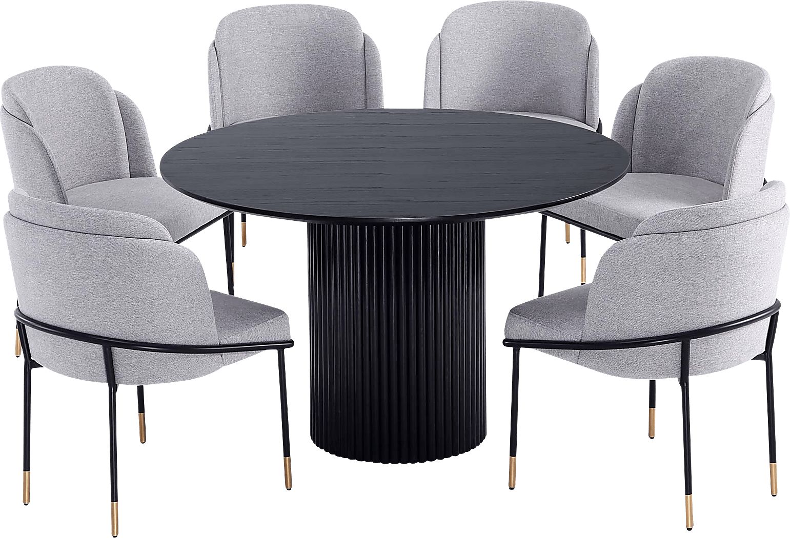 Bermuda Black and Gray 7 Pc Dining Table Set