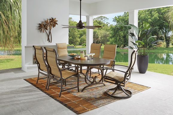 Lake Breeze Aged Bronze 5 Pc Outdoor 78 in. Oval Dining Set with Sling Chairs