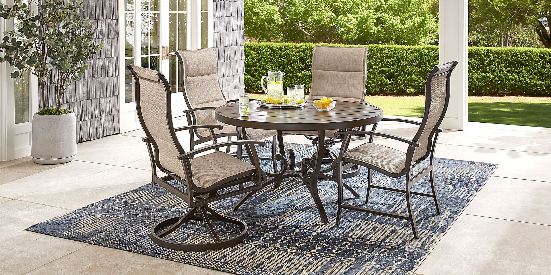 Lake Breeze Aged Bronze Outdoor Sling Dining Chair - Image 2