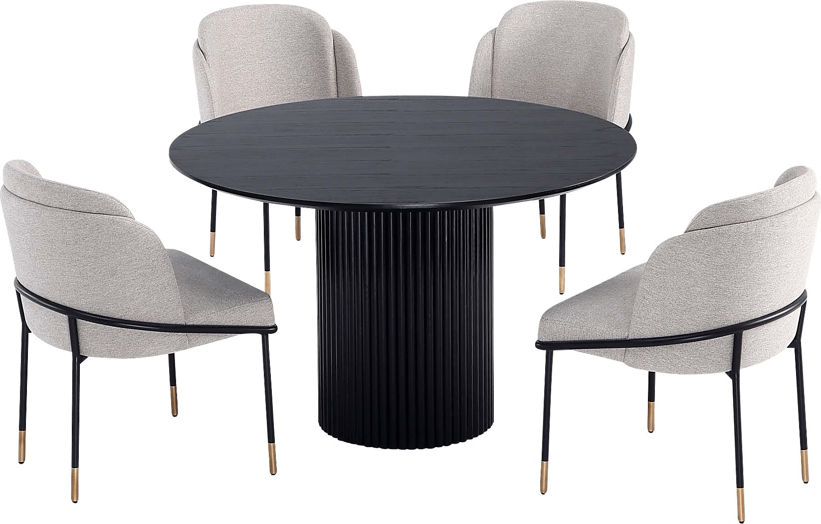 Bermunda Black and Beige 5 Pc Dining Table Set