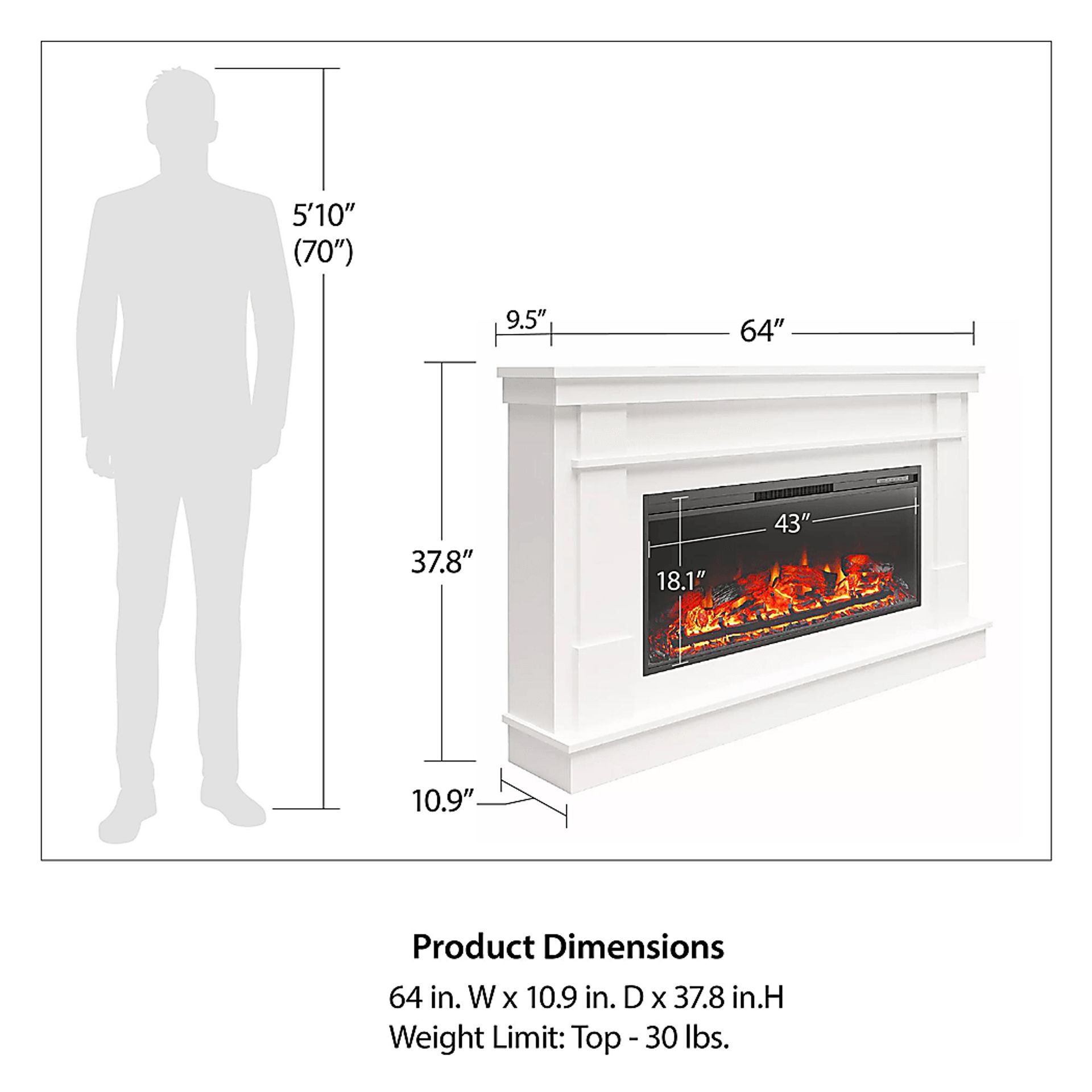 Bernd White 64 in. Console with Electric Fireplace - Image 9