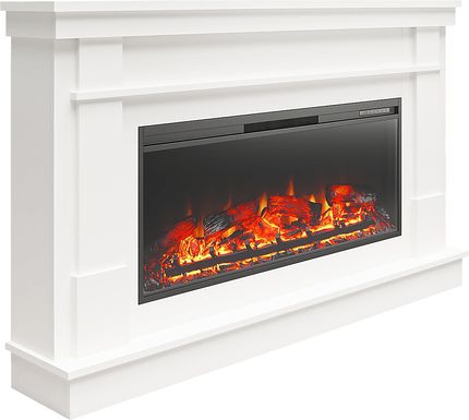 Bernd White 64 in. Console with Electric Fireplace
