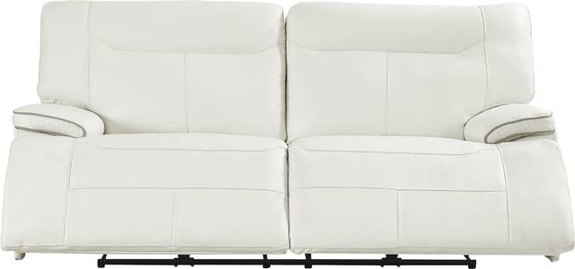 Bernsley White Leather 5 Pc Dual Power Reclining Living Room - Thumbnail - Image 3
