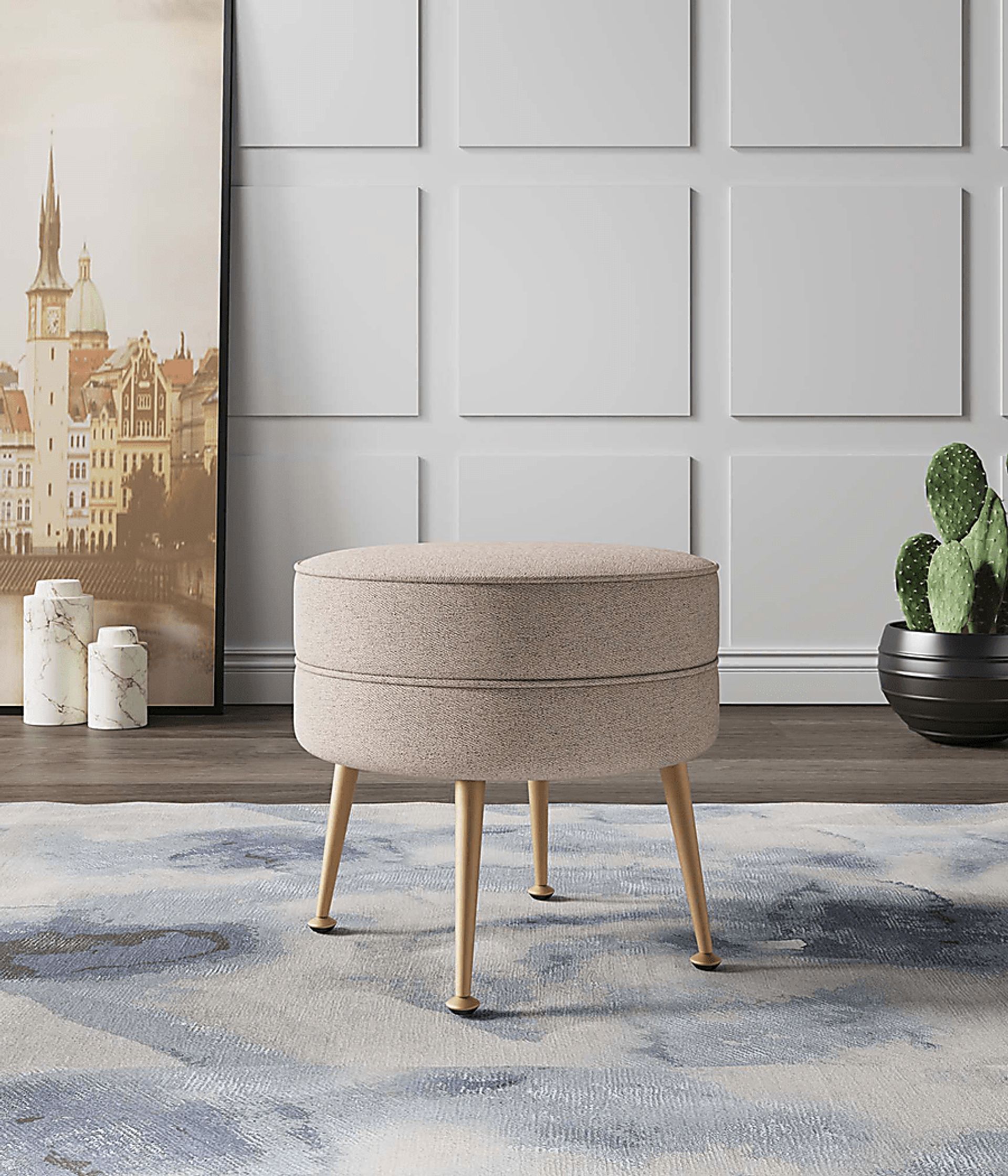 Berseem I Beige Ottoman - Image 2