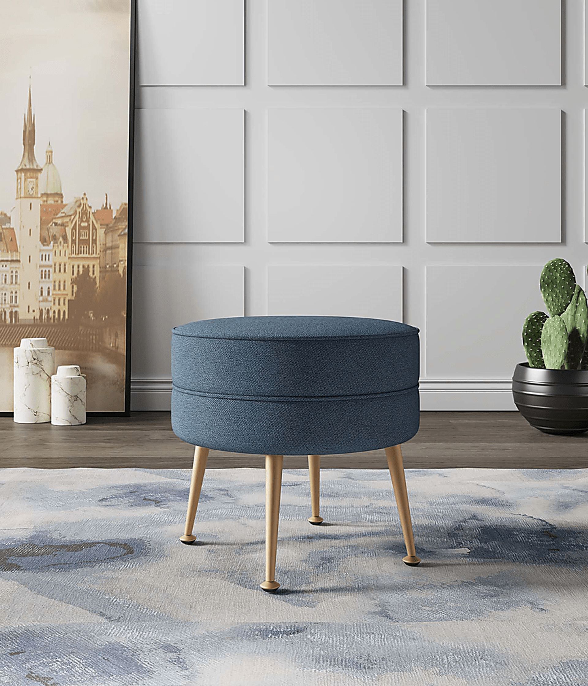 Berseem I Blue Ottoman - Image 2