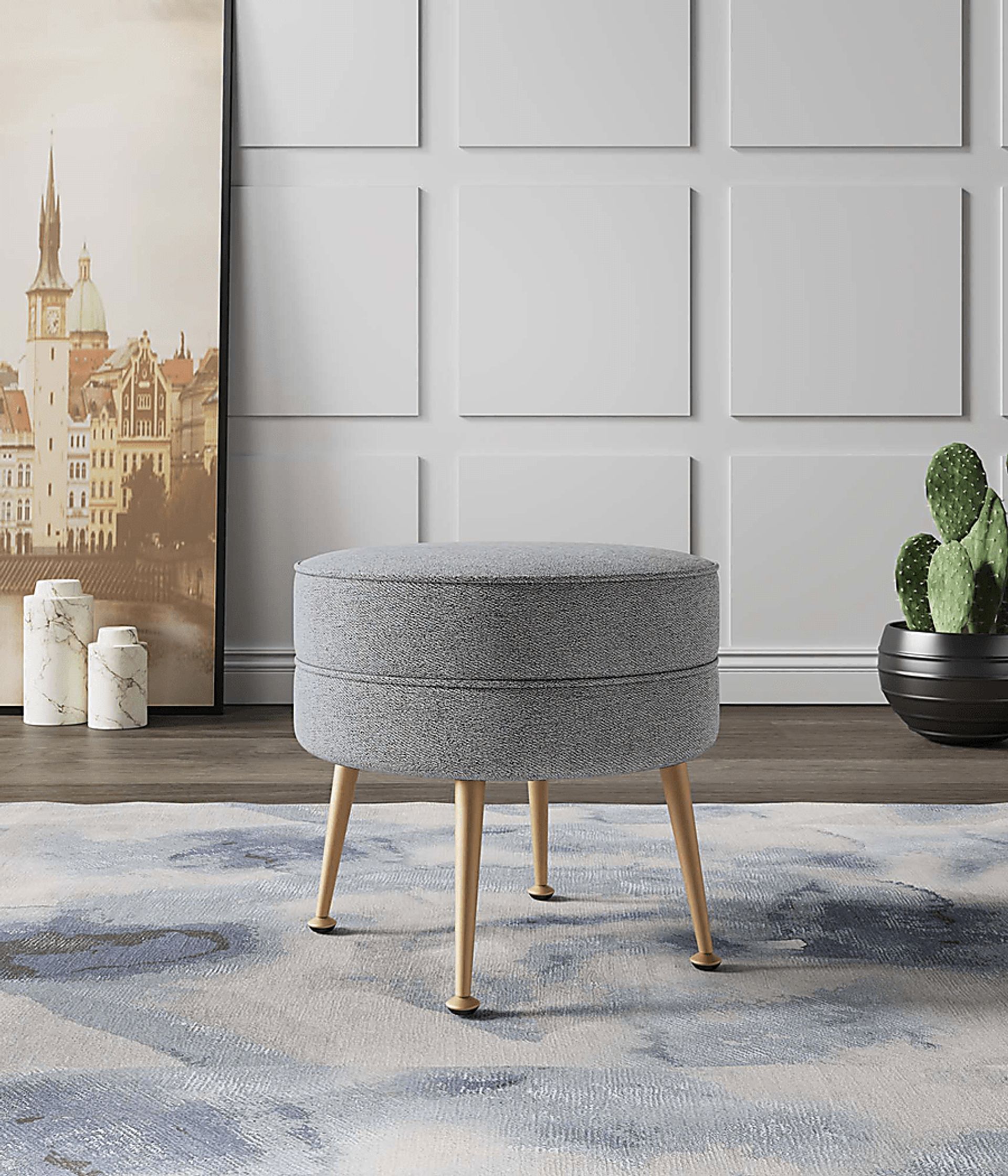 Berseem I Gray Ottoman - Image 2
