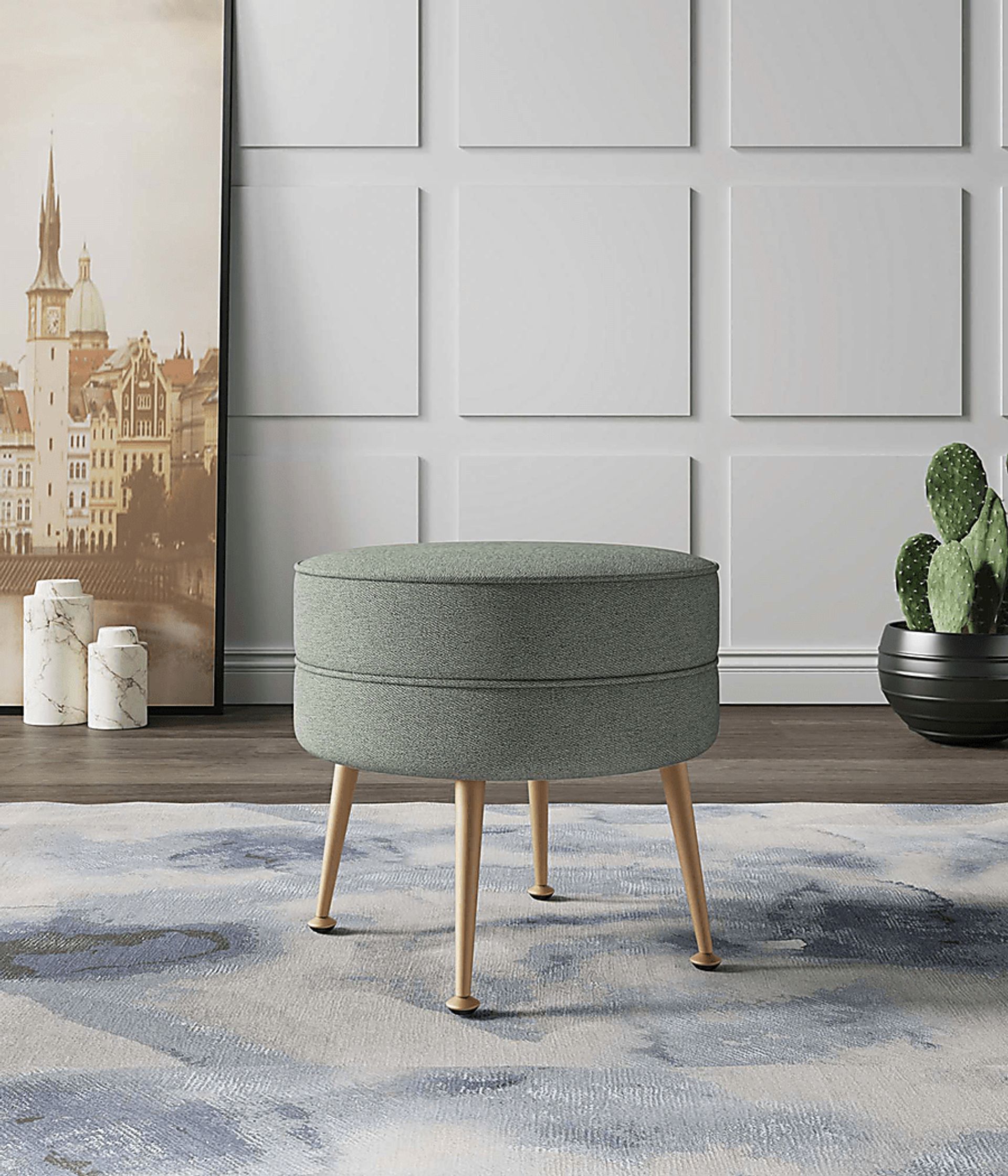 Berseem I Green Ottoman - Image 2