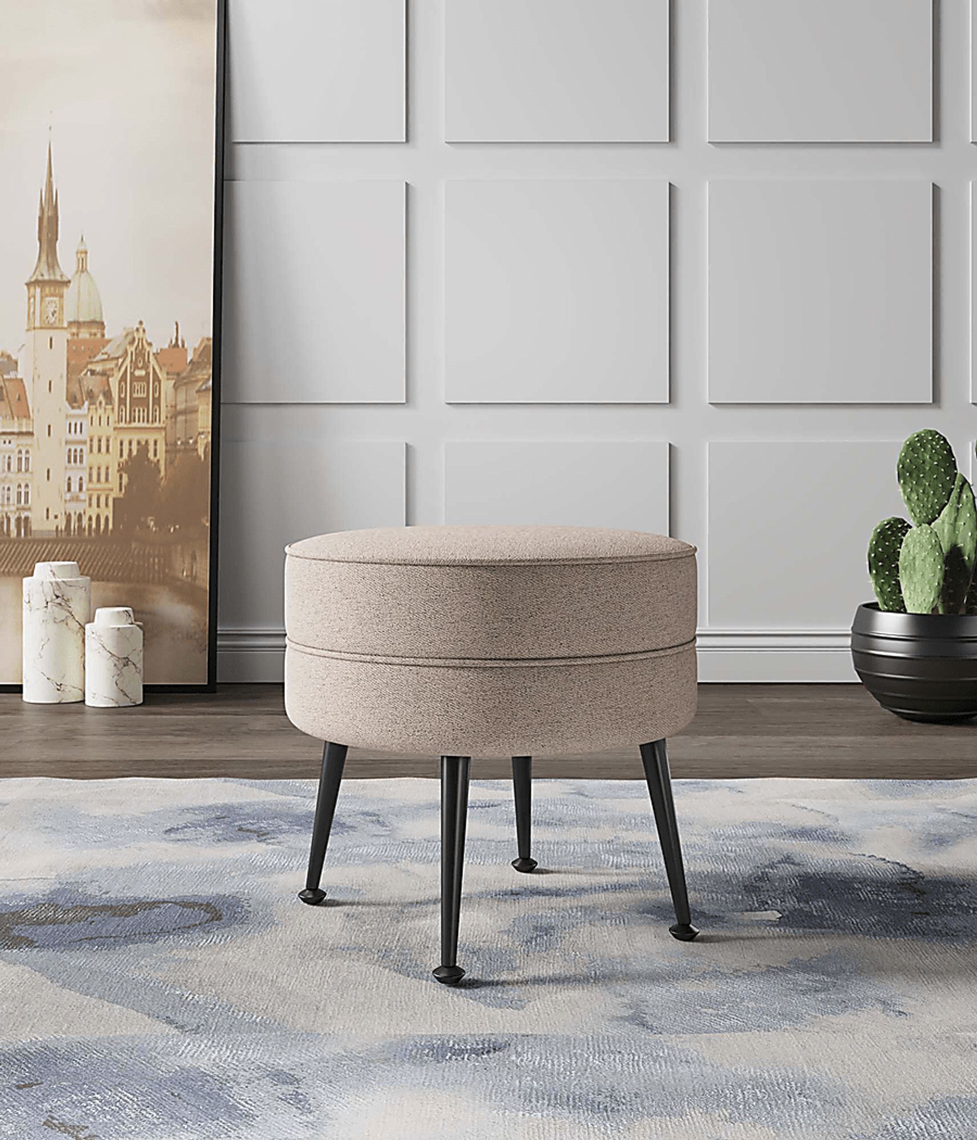Berseem II Beige Ottoman - Image 2