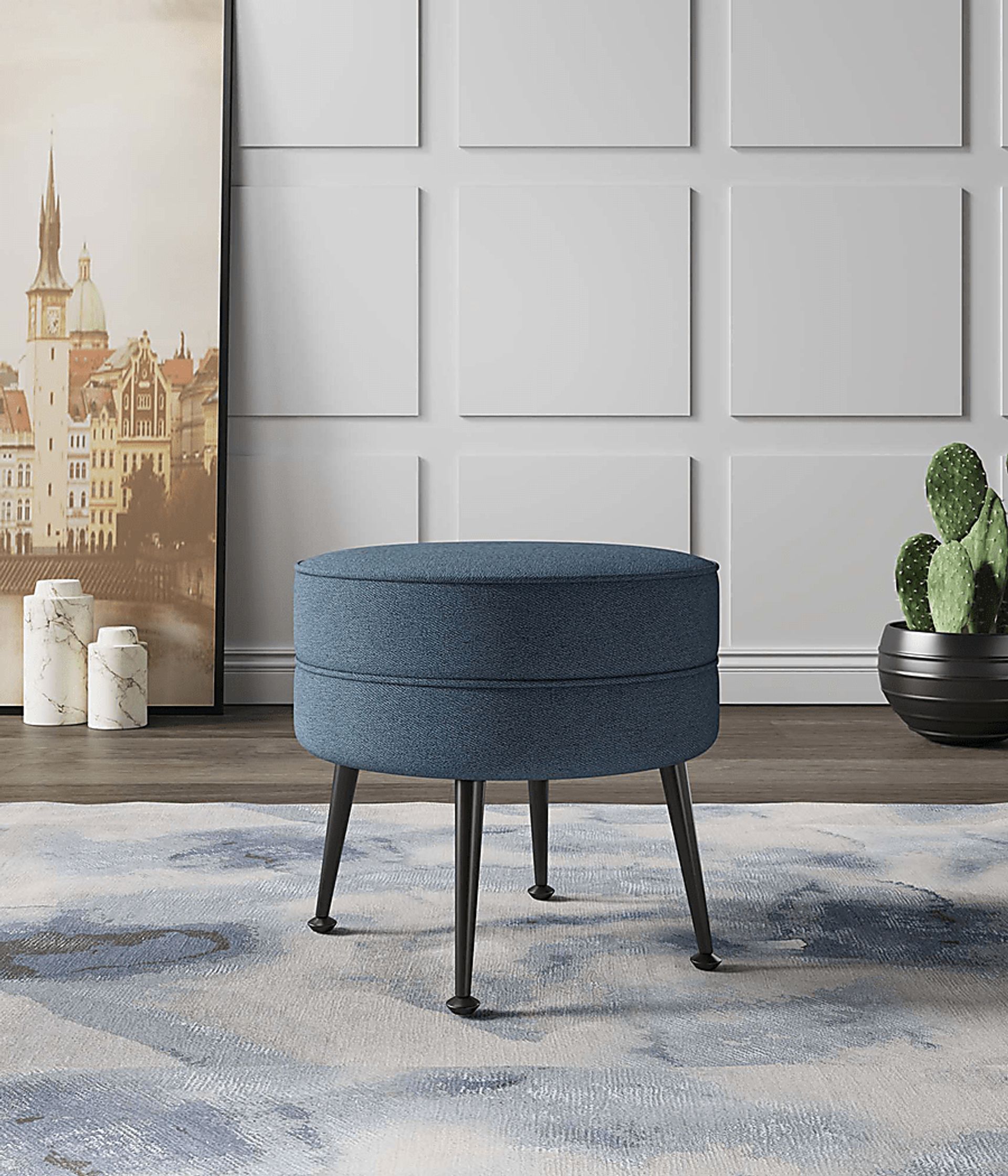 Berseem II Blue Ottoman - Image 2