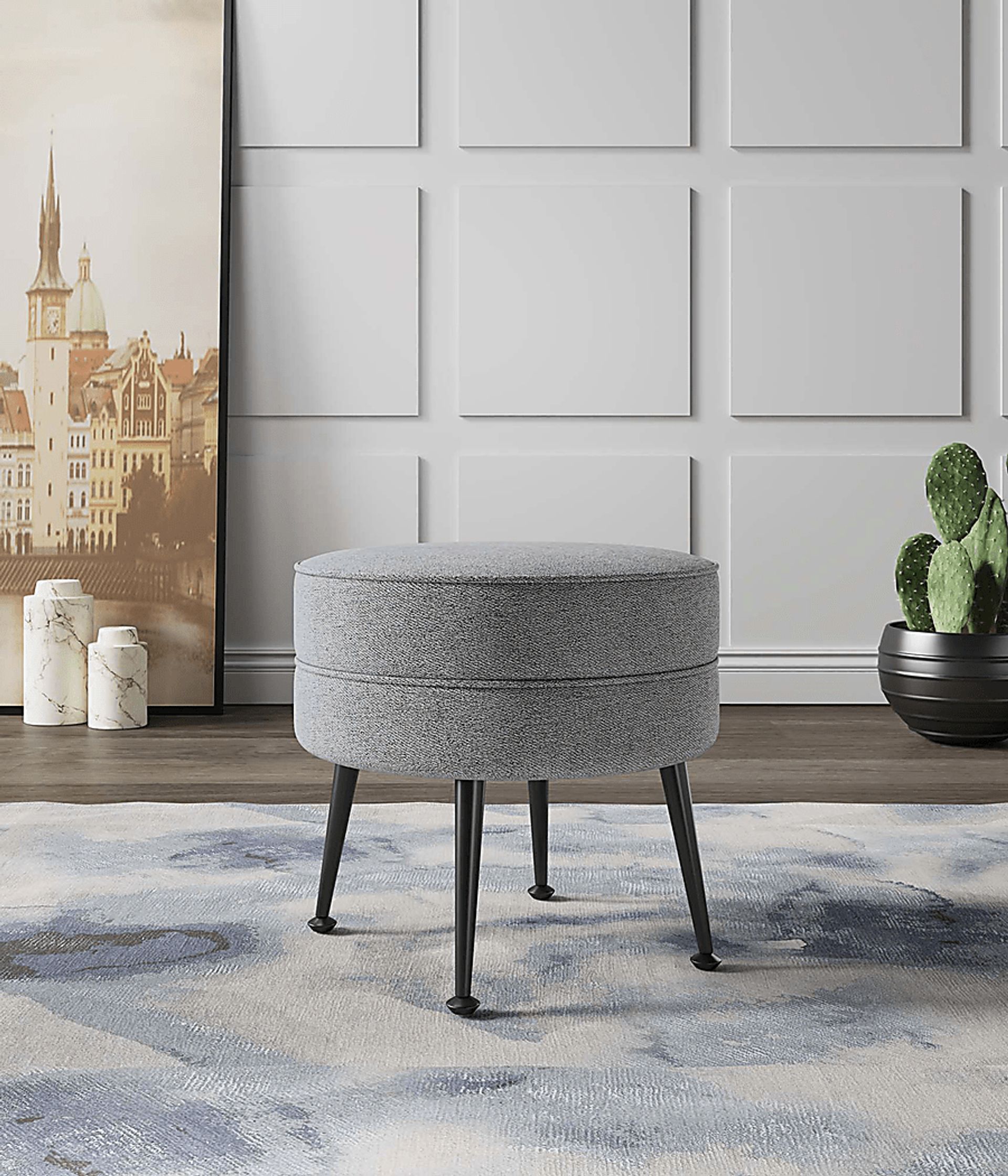 Berseem II Gray Ottoman - Image 2
