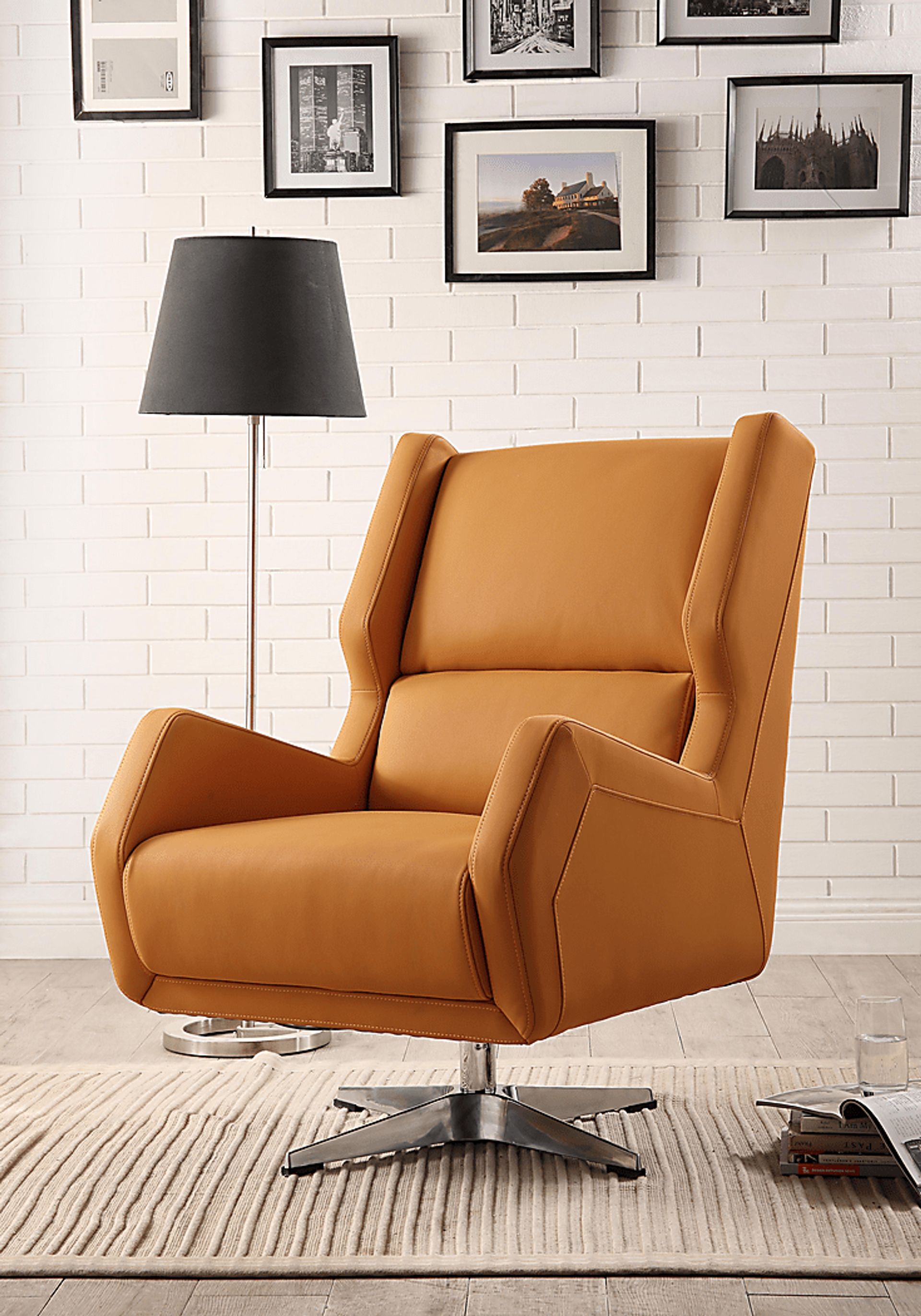 Bertino Orange Accent Swivel Chair - Image 4