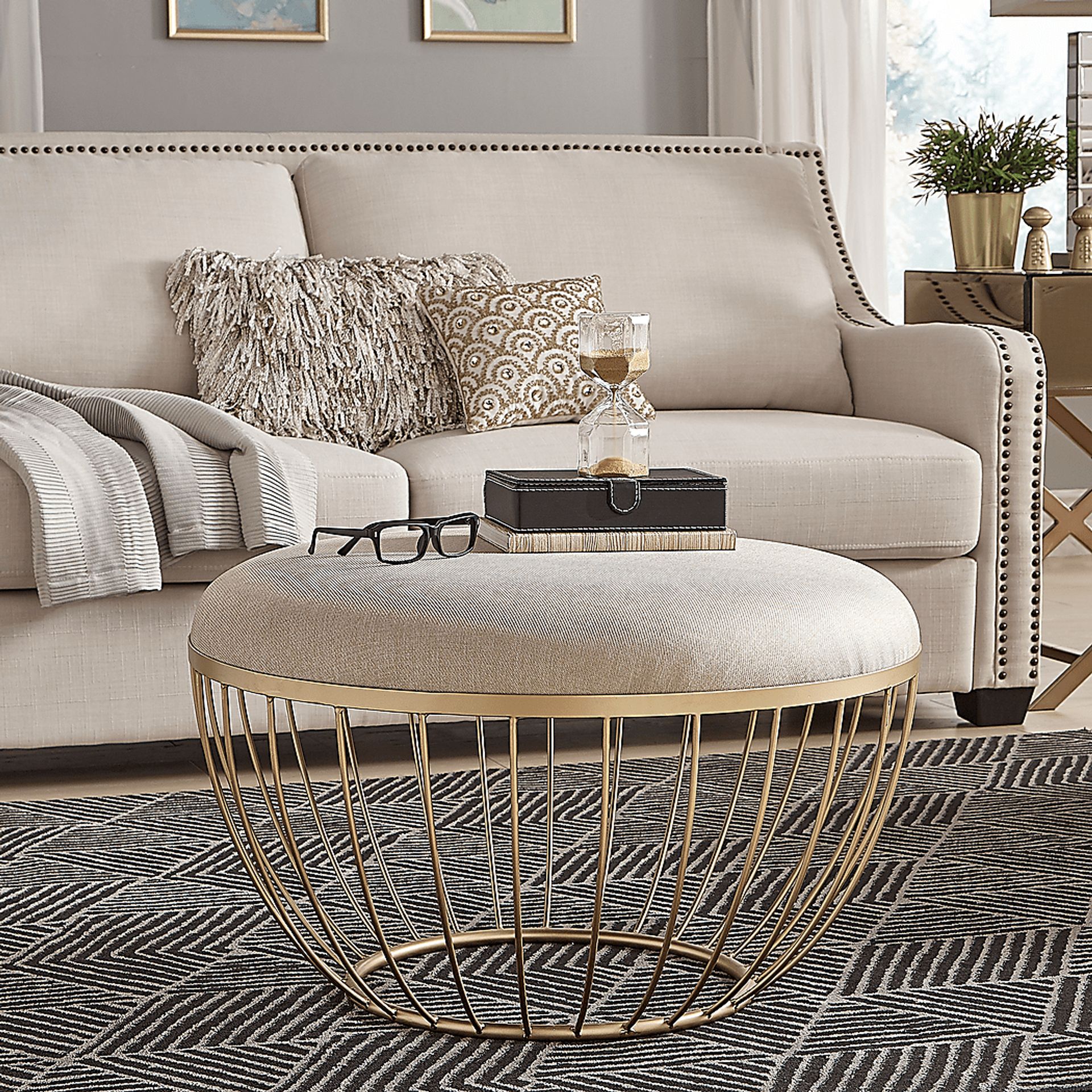 Bertita Ivory Upholstered Cocktail Ottoman - Image 5