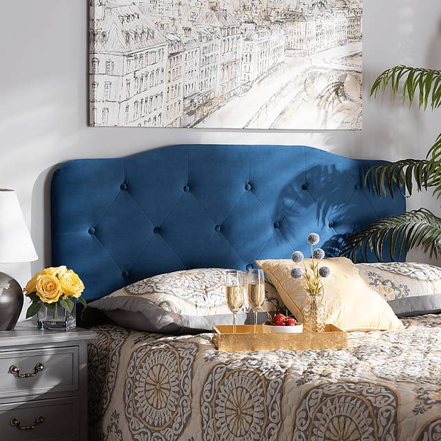 Besancon Navy Blue King Upholstered Headboard - Thumbnail - Image 2