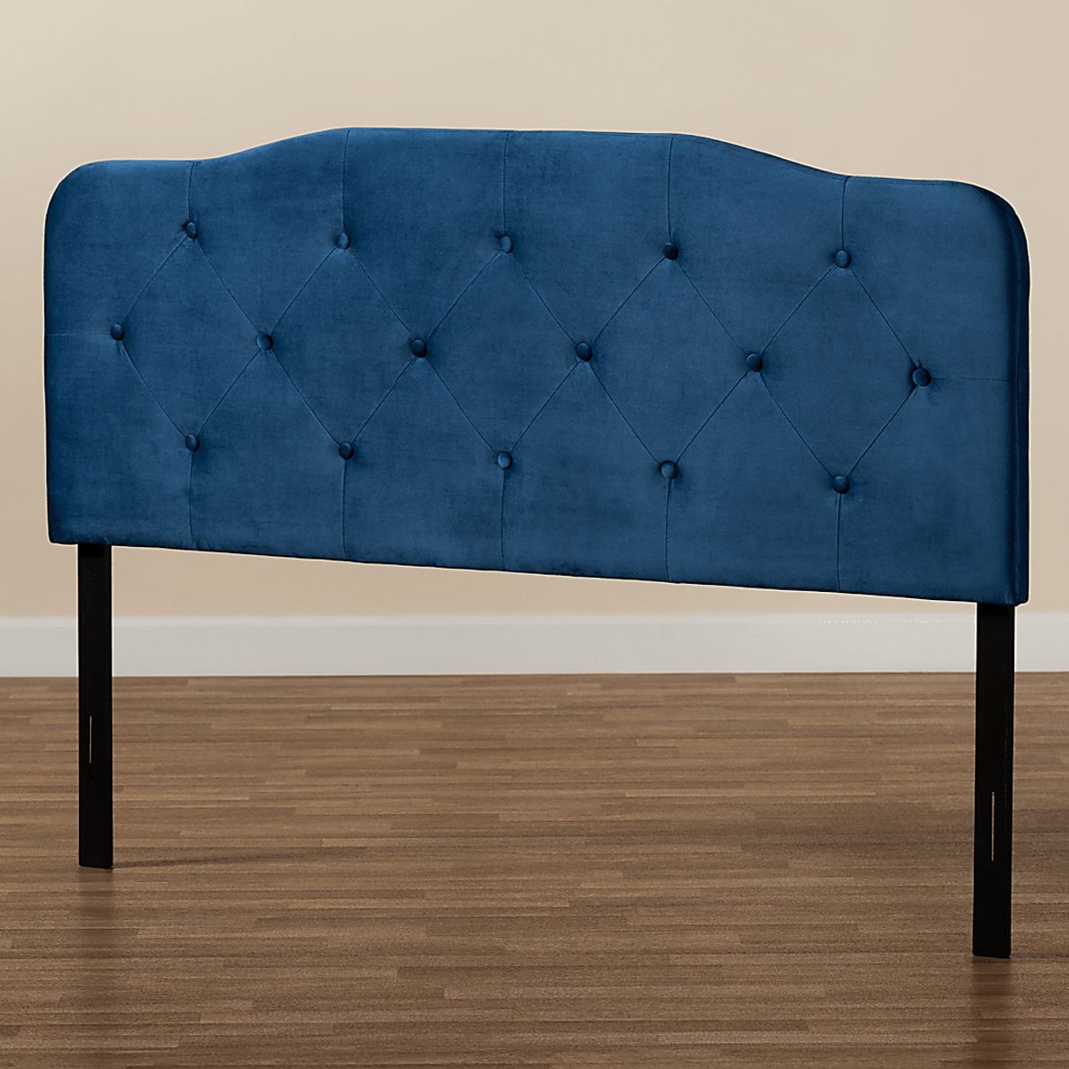 Besancon Navy Blue King Upholstered Headboard