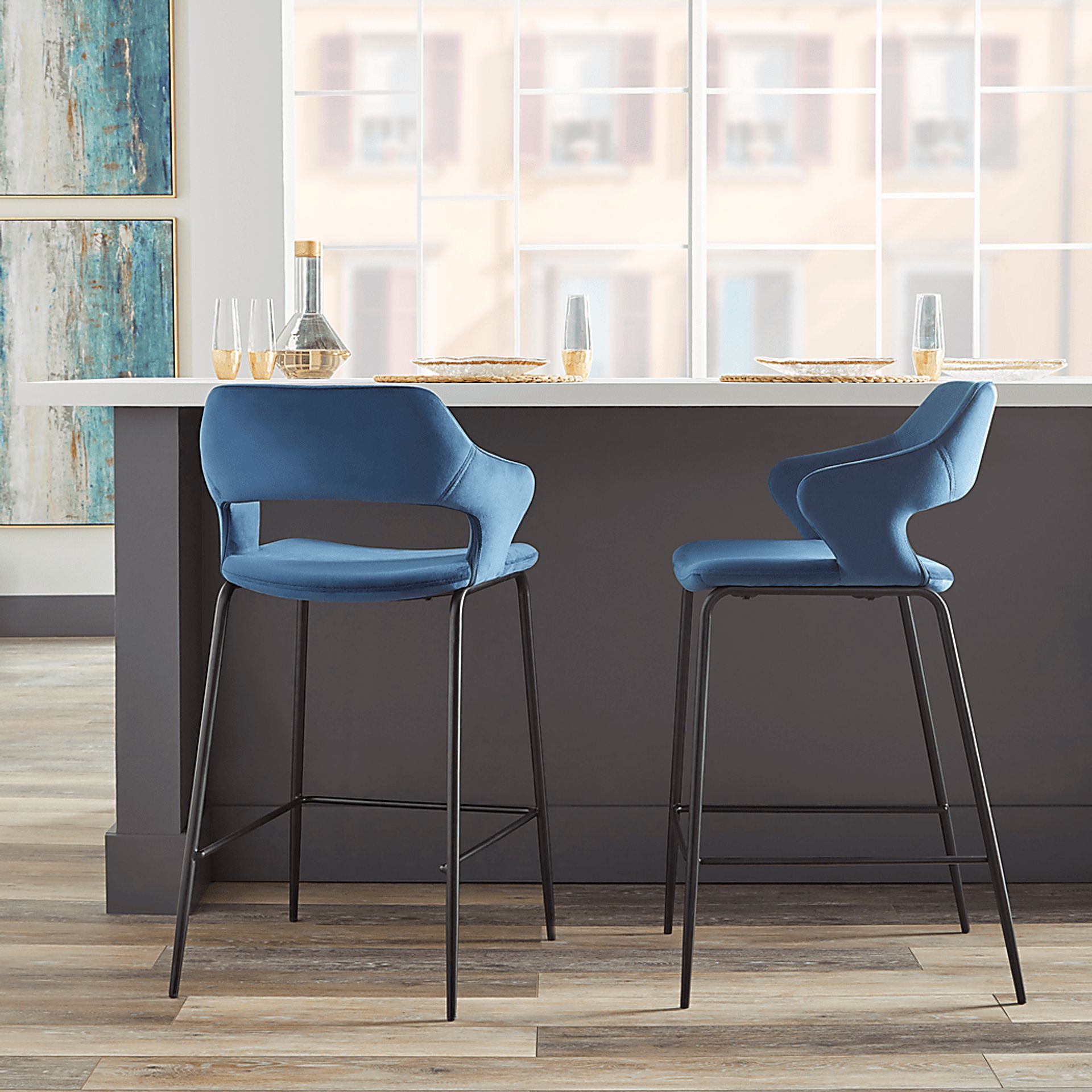 Besthada Blue Counter Stool - Image 2