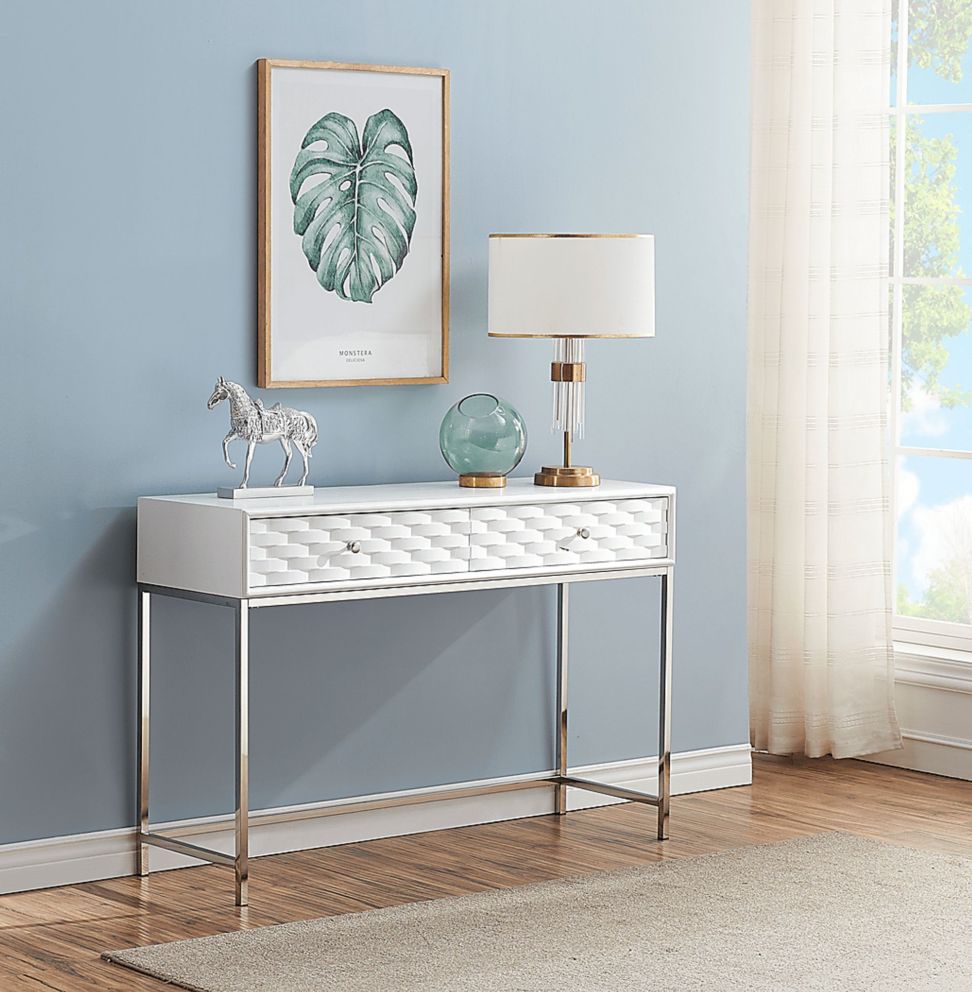 Betrand White Sofa Table - Image 6
