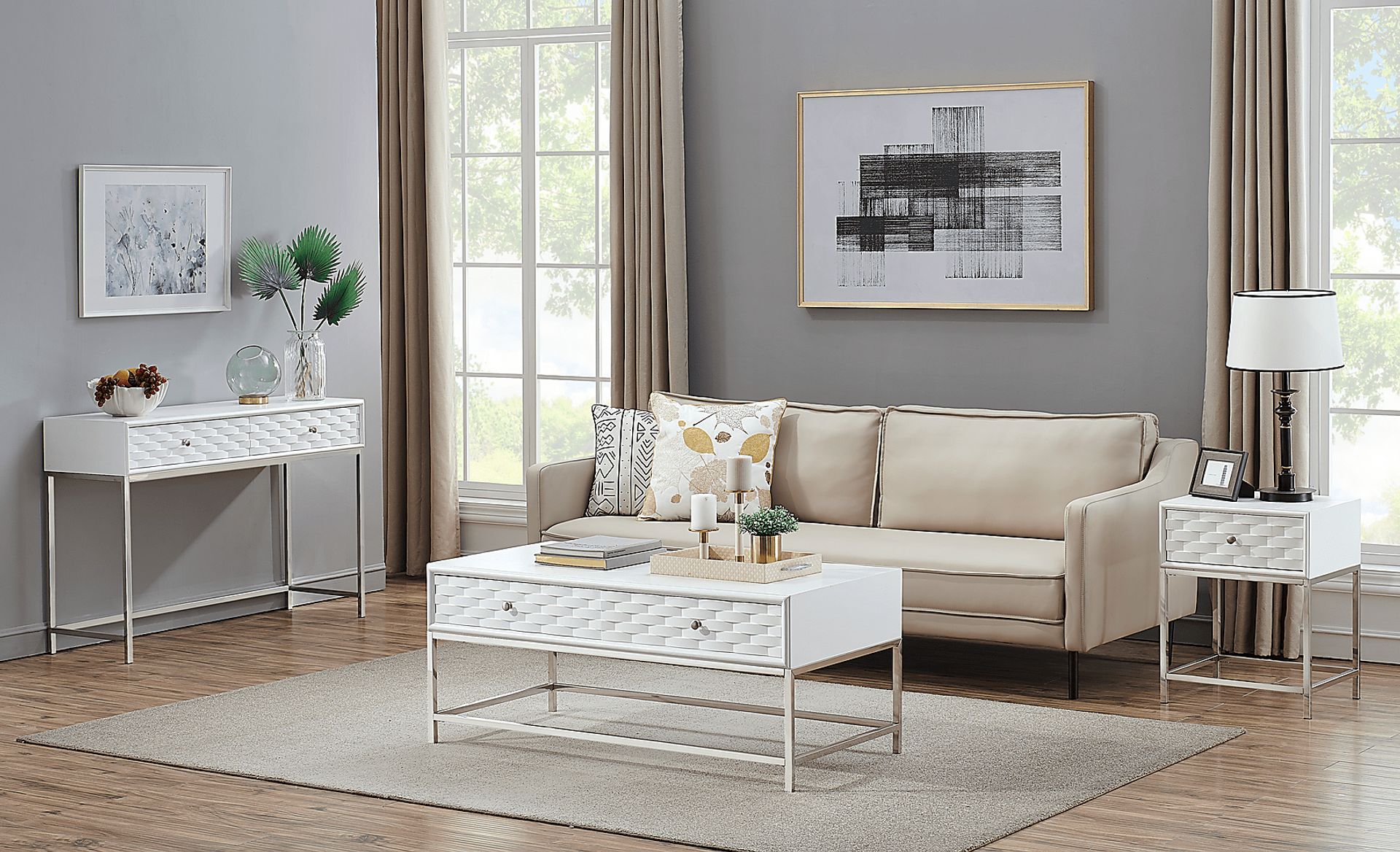 Betrand White Sofa Table - Image 7